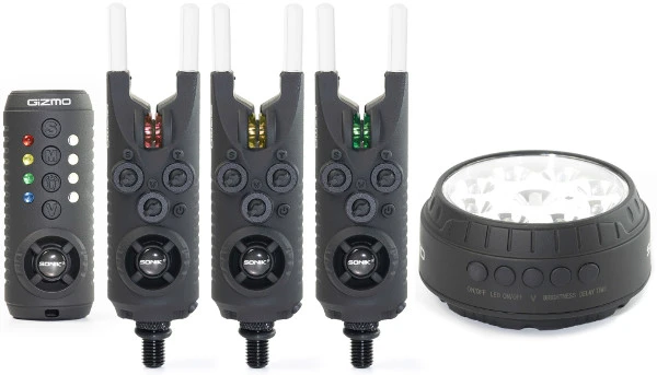 Sonik Gizmo 3+1 Red, Yellow, Green Bite Alarm Set (Incl. Bivvy Lamp) 1 Sonik Gizmo 3+1 Red, Yellow, Green Bite Alarm Set (Incl. Bivvy Lamp)